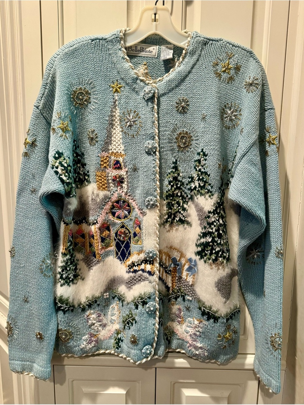 Women’s BellePointe Snowy Winter Church Cardigan Sweater - Size Medium